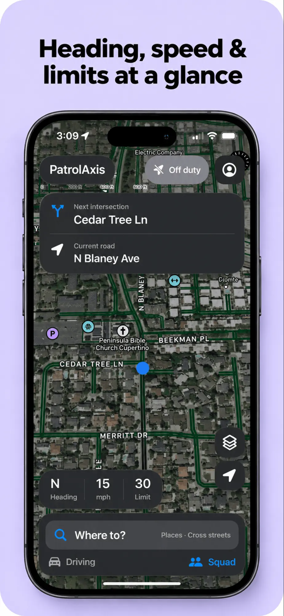 Official PatrolAxis heading and speed screenshot